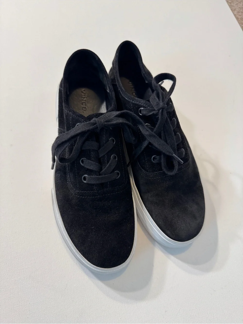 Vince Copley Black Suede Platform Lace-Up Sneakers Size 9